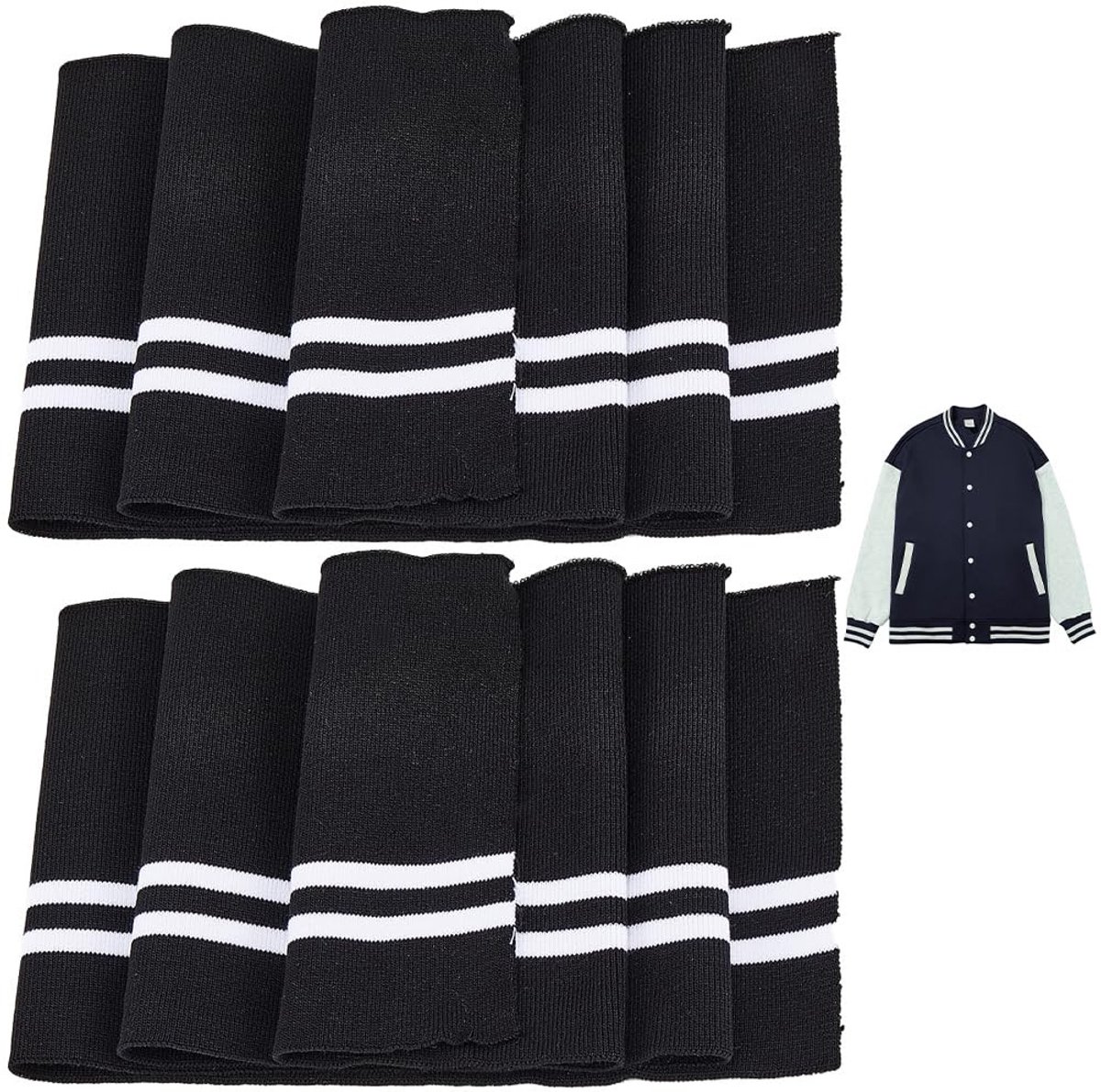 Dailygoody - Elastische Ribbing Stof - Kraag Trim - Kwaliteitsmateriaal - Zwart - Taillebanden - Ideaal voor Naaien - 2 Stuks