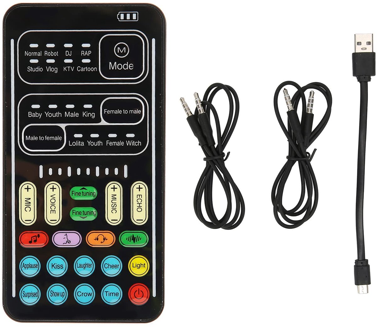 Dailygoody - Stemwisselaar - Mini Draagbare Microfoon - Multifunctionele Geluidskaart - 8 Geluidsveranderingen - Ideaal voor Gaming - I9 Engelse editi