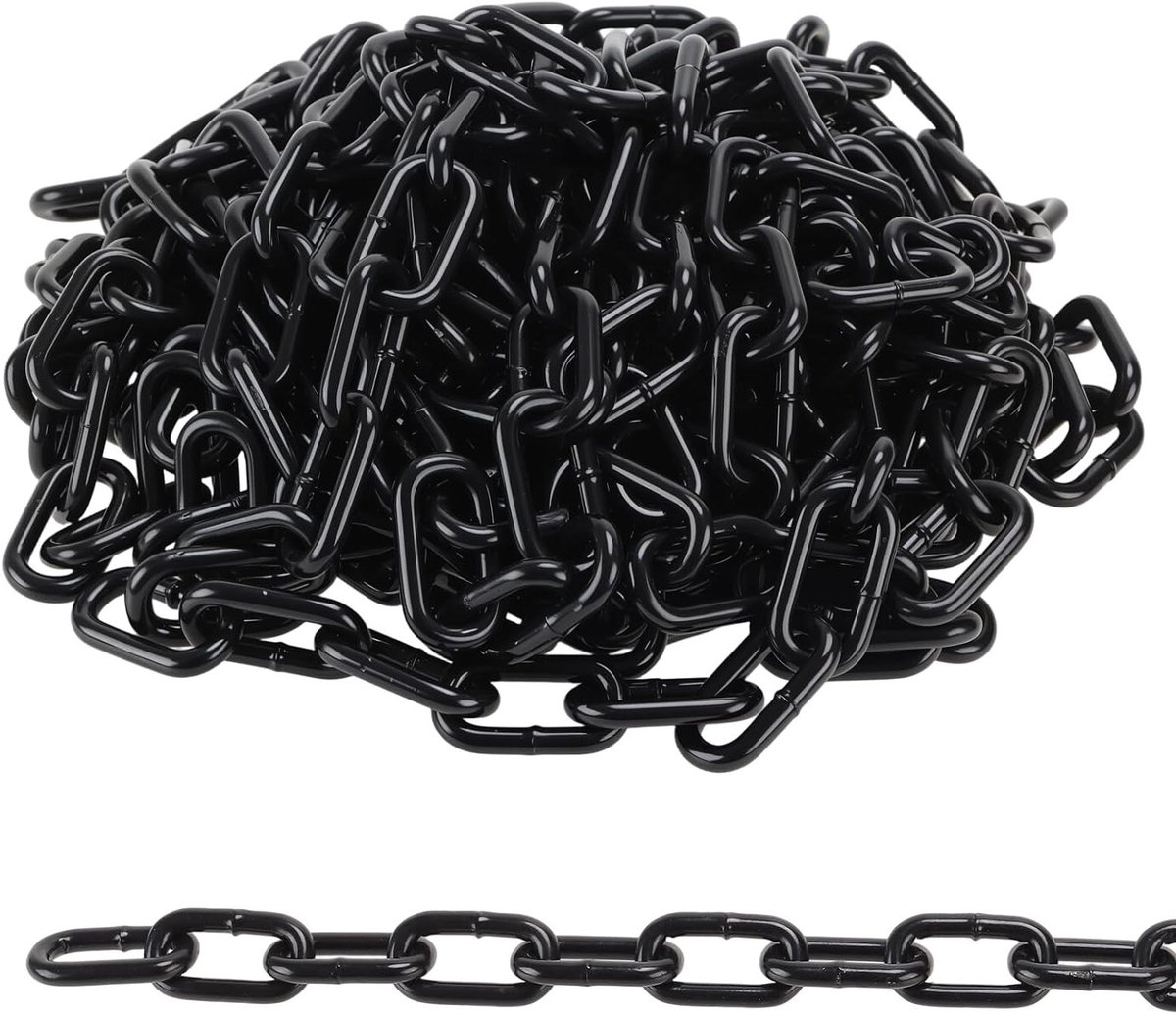 Zware 10 meter lange zwarte metalen ketting van 6 mm voor hekpoorten, garagedeuren en veiligheidssloten