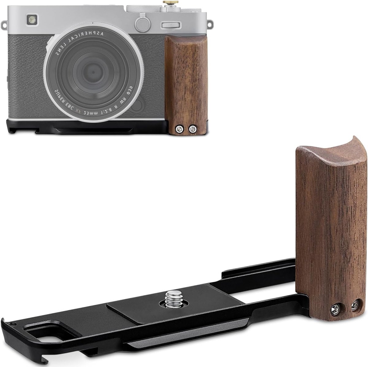 Houten Handgreep voor Fujifilm XE5 Camera - L-Vormige Grip met Arca-Swiss Systeem en Extra Statiefaansluiting, Ideaal voor Fotografie en Videografie