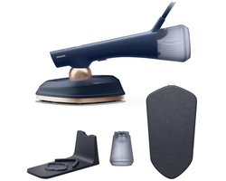 Philips OneTurn - GC215/20 - 2-in-1 hybride strijkijzer - Stomer met SoftBoard - Donkerblauw/Goud