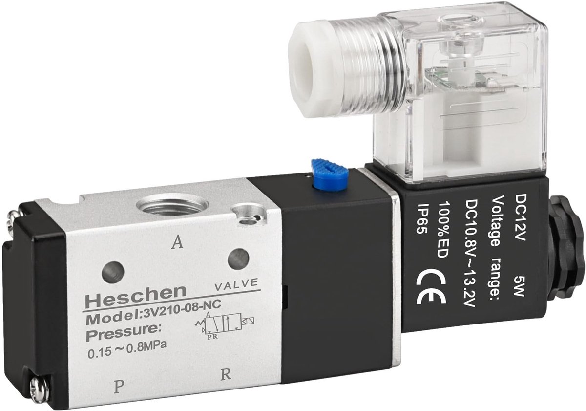Dailygoody - Pneumatische Solenoïde Ventiel - 3/2-Weg - 12V DC - PT1/4 - Effectief en betrouwbaar - Voor diverse toepassingen - Aluminium uitvoer