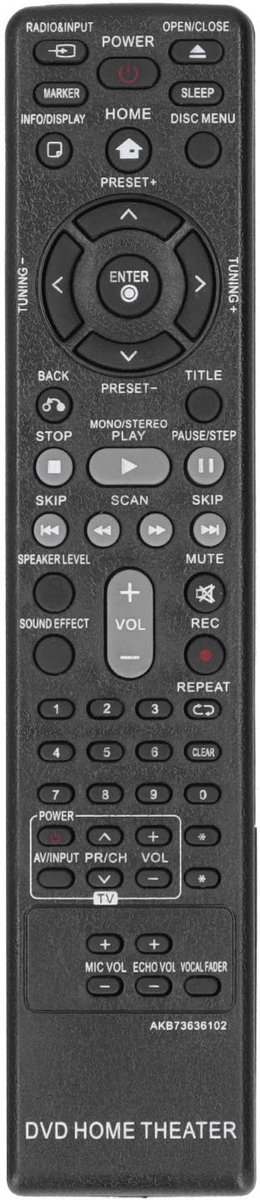 Dailygoody - Afstandsbediening - LG DVD afstandsbediening - Ergonomisch design - Geschikt voor LG - Innovatief toetsenbord - Tot 10 meter bereik