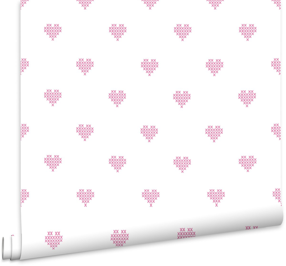 Fien en Teun Behang - Hartjes - 10mx53cm - Roze