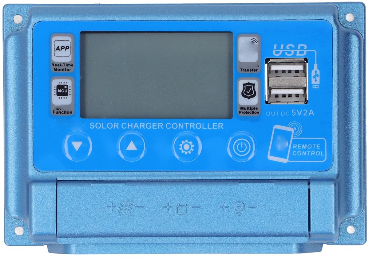 SPHProducts Zonne-laadregelaar - Zonnepaneel - LCD-scherm - 30A - Dubbele USB-poort - Automatische parameterinstelling - Geschikt voor 12V 24V 3...