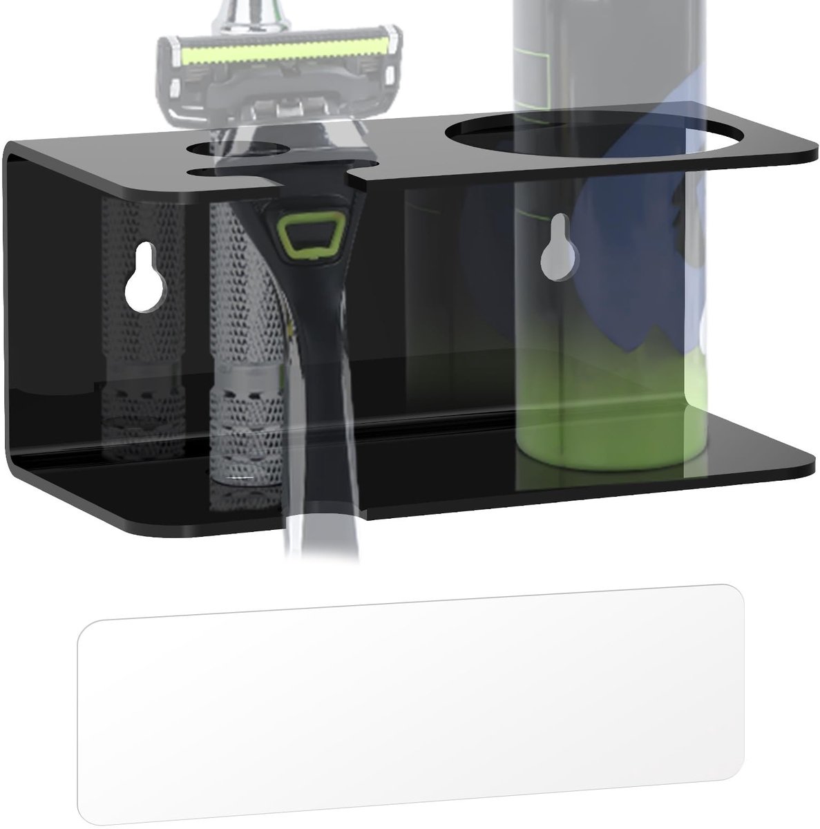 Dailygoody - Wandmontage Scheermeshouder - Zelfklevend Scheerapparaat Rek - Zwart - Scheerschuimhouder - Ideaal voor Badkamer en Douche - Geschikt voo
