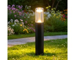 NETTLIFE - LED Tuinweglamp - Glazen Paallamp IP65 Weerbestendig - 40cm - Zwart - 10W - Decoratieve Buitenverlichting Voor Tuin Gazon Erf Weg Terras Balkon