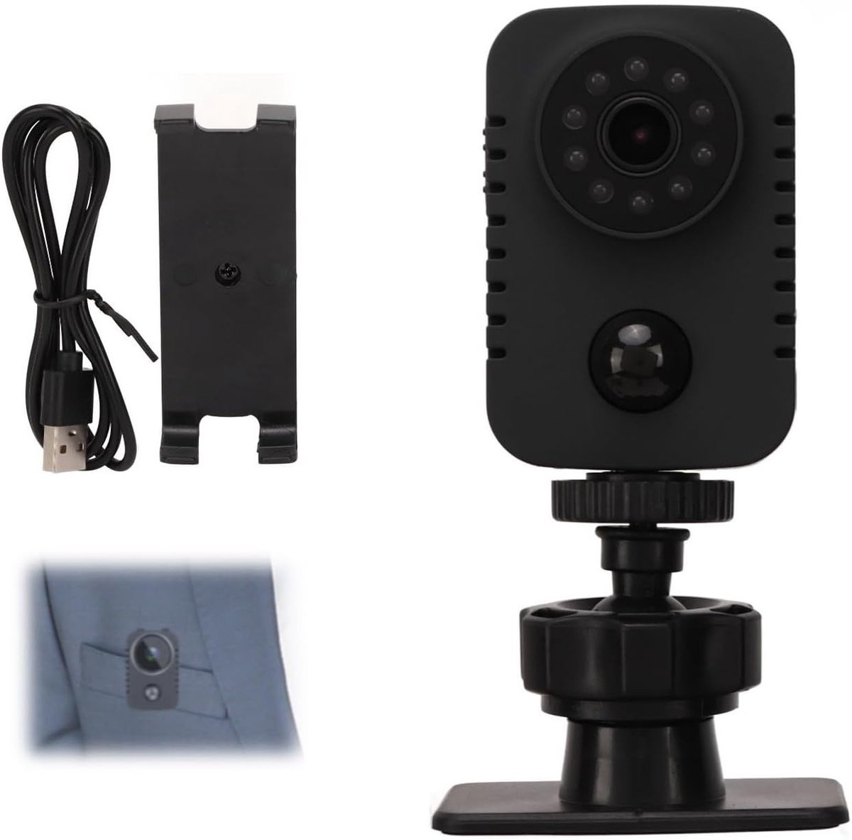 Mini Camera met 1080P HD Resolutie, Groothoeklens, Automatische Nachtzichtfunctie en PIR Videorecording