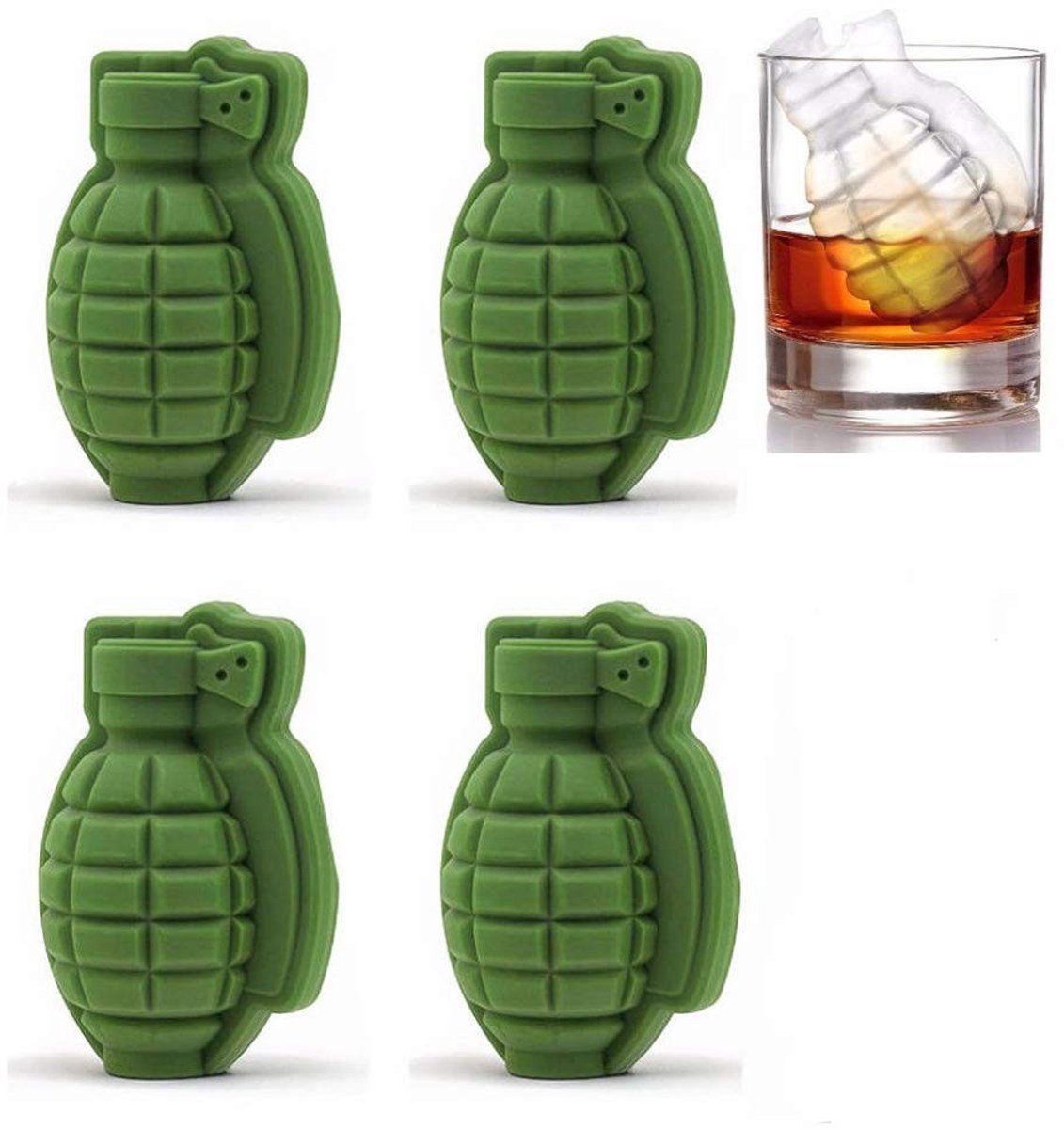 Dailygoody - Siliconen 3D IJsblokjesvorm - Creatieve IJsblokjes - Vaatwasserbestendig - Groen - Voor Dranken - Leuk Cadeau voor Feestjes - 4 Stuks
