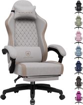 GTPLAYER - Gaming Stoel - Ergonomisch met Ademende Stof en Voetensteun - Lichtbruin