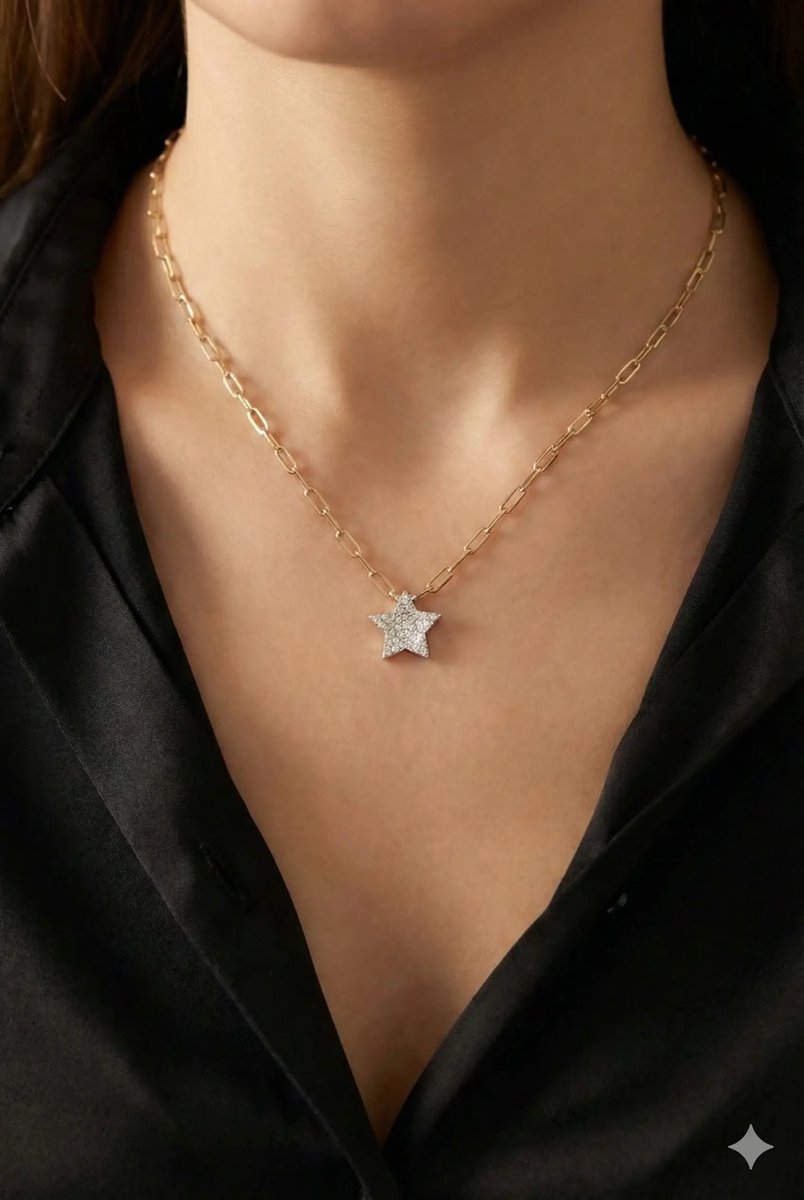 Dorvina Messing Goudkleurig Zincirli Zirkonia Minimal Ster Model Dames Ketting Verkleurt Niet | Stijlvol en Duurzaam Sieraad