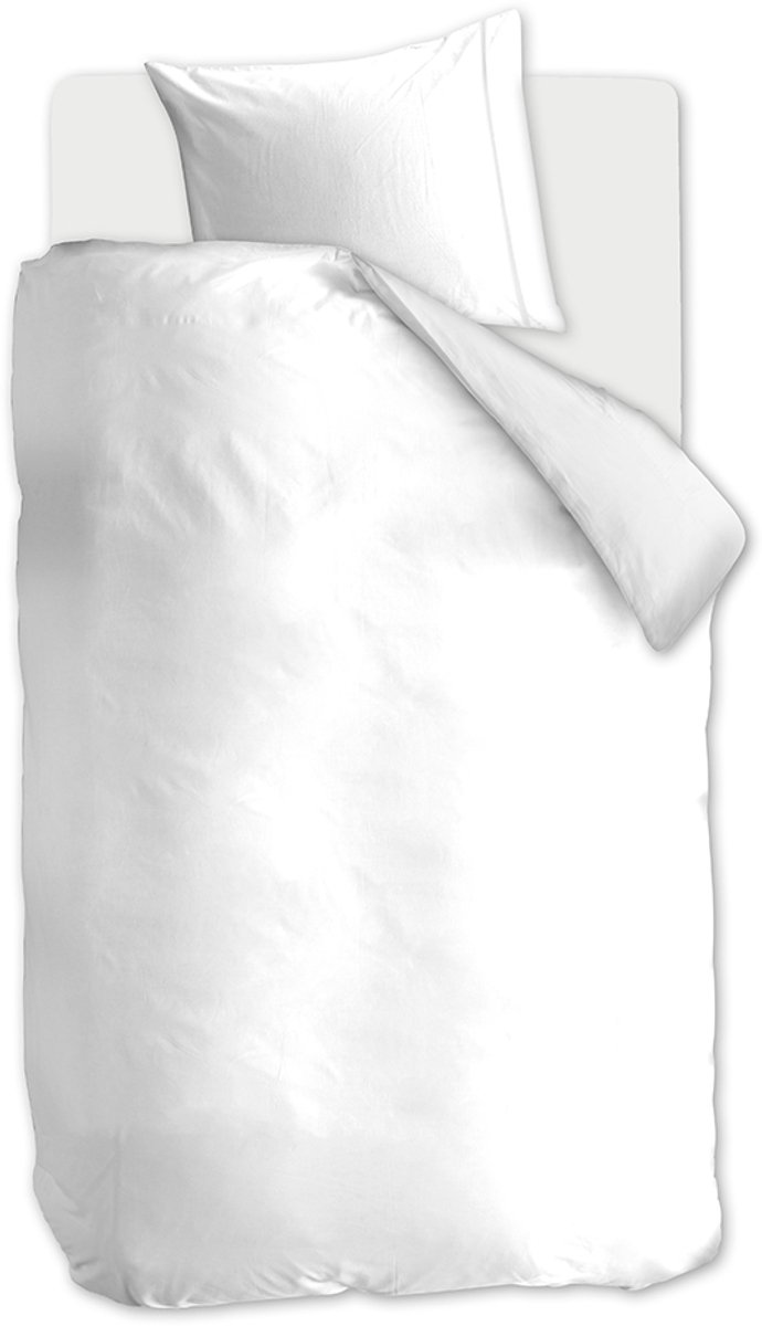 Auping Clear white satin Dekbedovertrek - Eenpersoons 140 x 220 cm - Katoensatijn - Wit