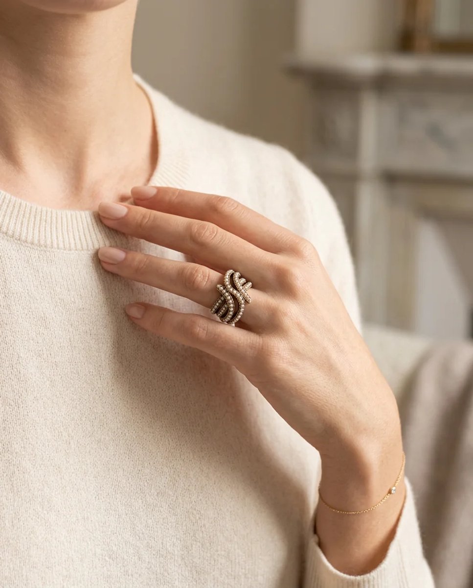 Dorvina Bronzen Dames Ring Antiek Sieraad Minik Parel Bewerkt Band Model Verstelbaar Vintage Ring