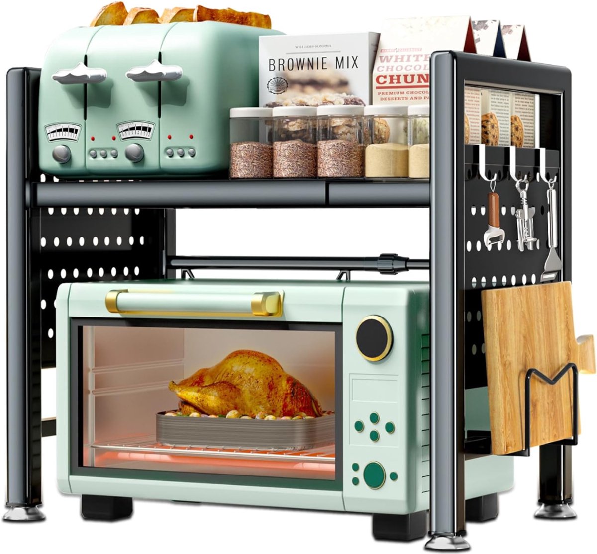 HEZIVO® Magnetronkast - Ovenkast Staand - Keukenkast - 2-laags - Uittrekbaar - Zwart