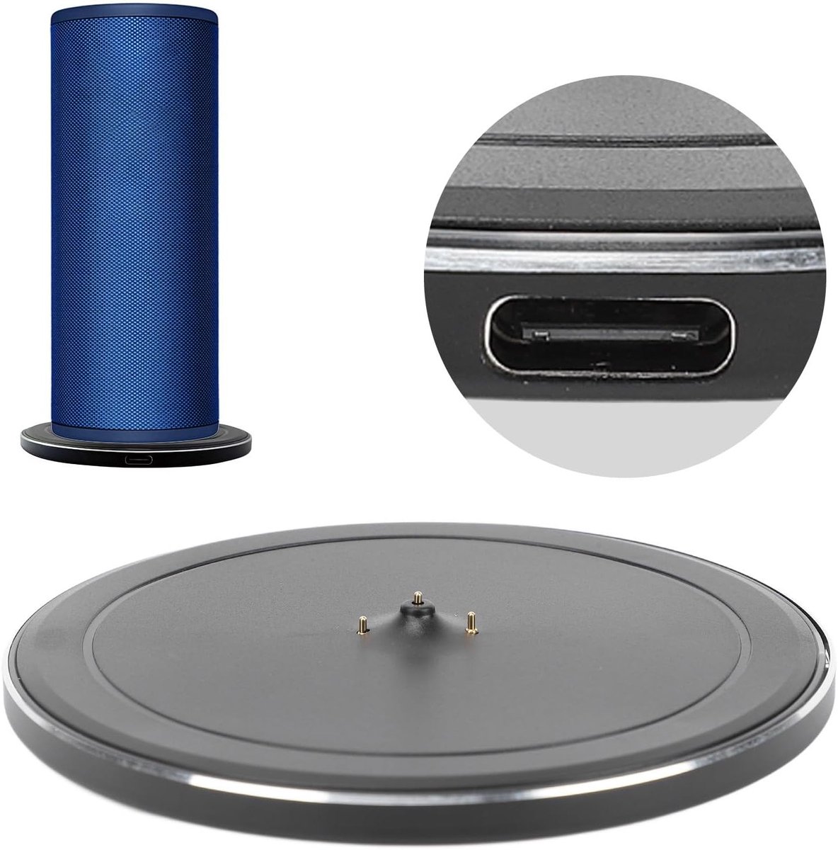 Oplaadstation voor Draadloze Speakers, Draagbaar Oplaadstation voor UE Boom 3 en Megaboom 3 met Type C Kabel en Standaard voor Gemakkelijk Gebruik