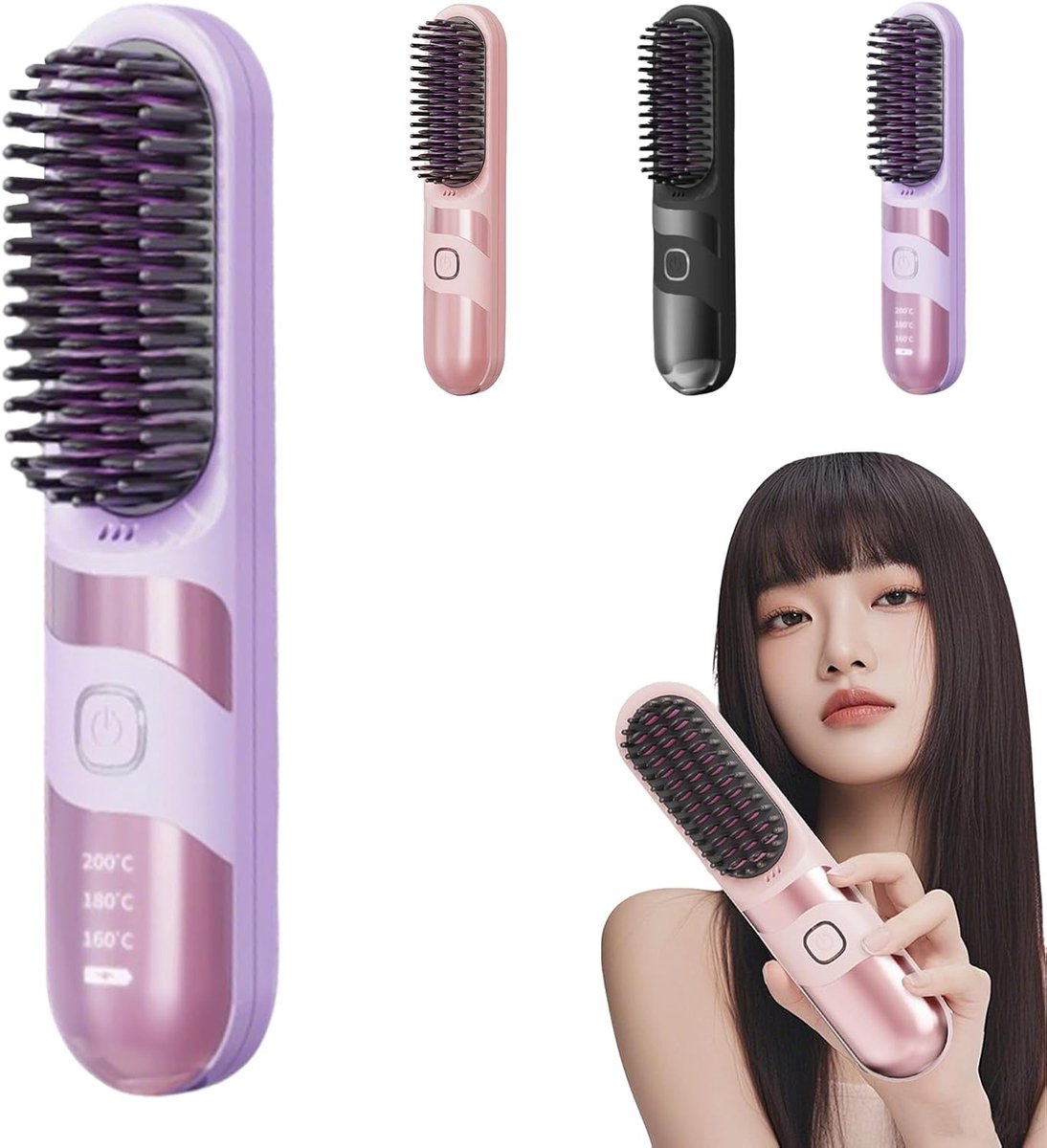 carmdering - Stijltang - Kort Haar Stijltang - Oplaadbare Stijltang - 3 temperaturen (160-200°C), paars, 30 sec opwarmen - Brandveilig, draagbaar, lichtgewicht - Perfect voor thuis, reis en cadeau