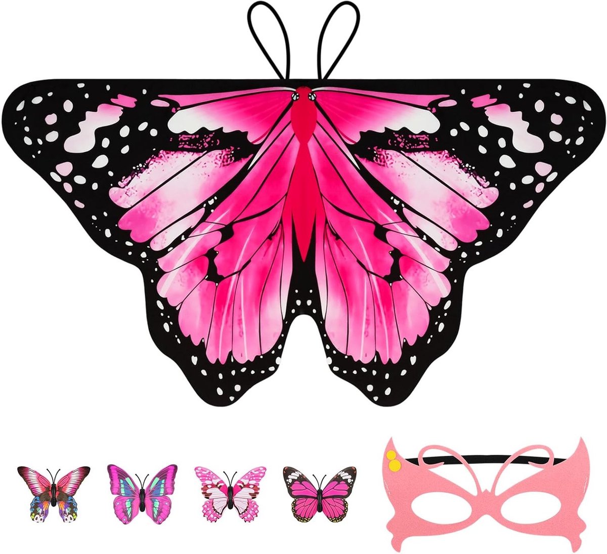 Betoverende Vlinder Kostuums voor Kinderen met Masker, Haarspelden en Cape - Perfect voor Feestjes en Verkleedpartijen