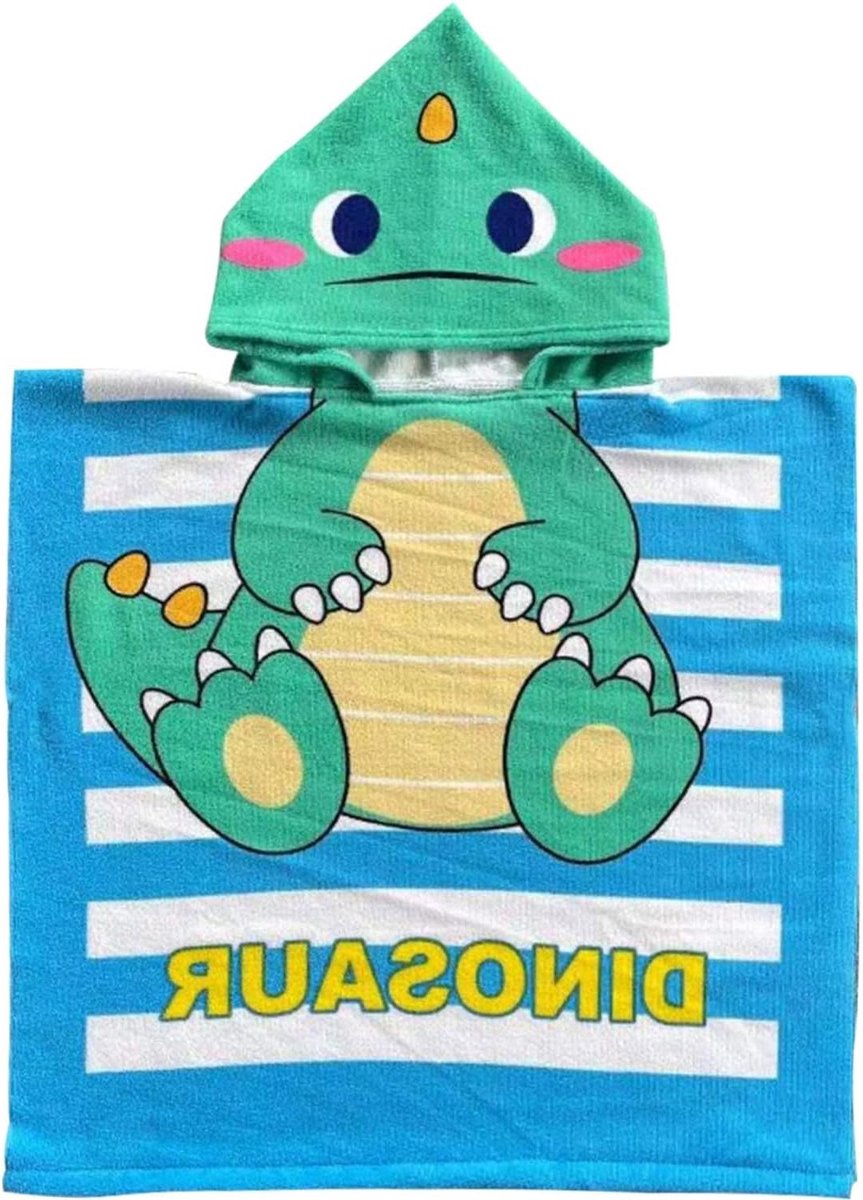 Schattige Kinderen Badcape met Kap, Zachte en Sterke Absorberende Poncho voor Jongens en Meisjes, Ideaal voor Bad en Strand (Groene Draak)