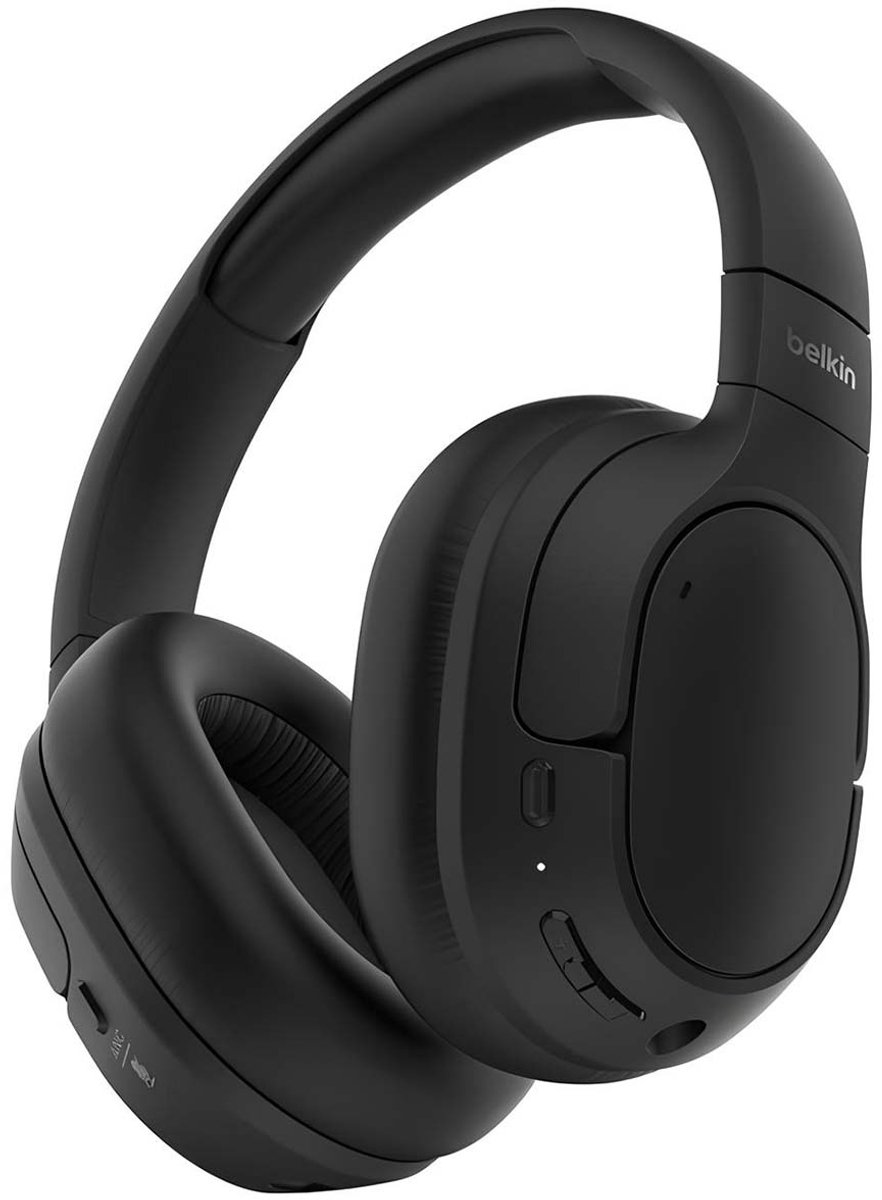 Belkin, Bluetooth Koptelefoon met ANC Ruisonderdrukking en Verstelbare CloudCushion, Zwart