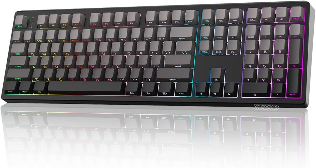 EPOMAKER TH108 - Full Size Mechanisch Toetsenbord - 100% Layout - Tri-Mode Draadloos - 8000mAh Batterij - Gasket Mount - Hot-Swap - RGB Backlight - PBT Keycaps - Grijs