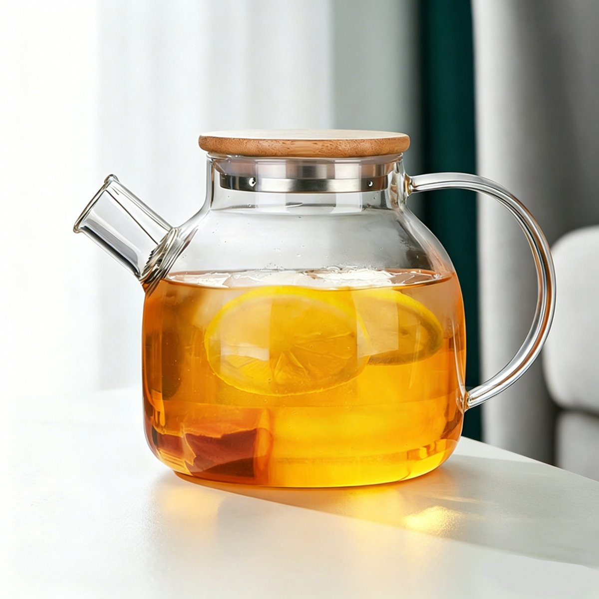 Glazen theepot - Verdikte waterkoker - Hittebestendige theepot - Theeset - Geschikt voor gebruik op het fornuis - Transparante theepot van 1 liter - Met verwijderbaar filter, geschikt voor losse thee en bloementhee — afbeelding 1