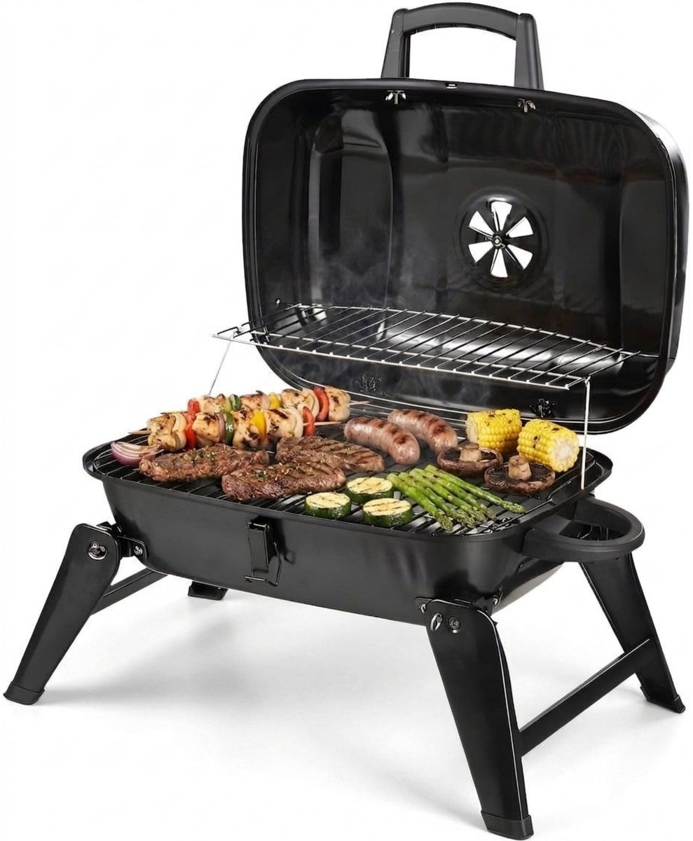 Zenzee® Barbecue - Houtskool - Houtskool BBQ - Tafel BBQ - Balkon BBQ - Camping BBQ - Draagbaar - Zwart
