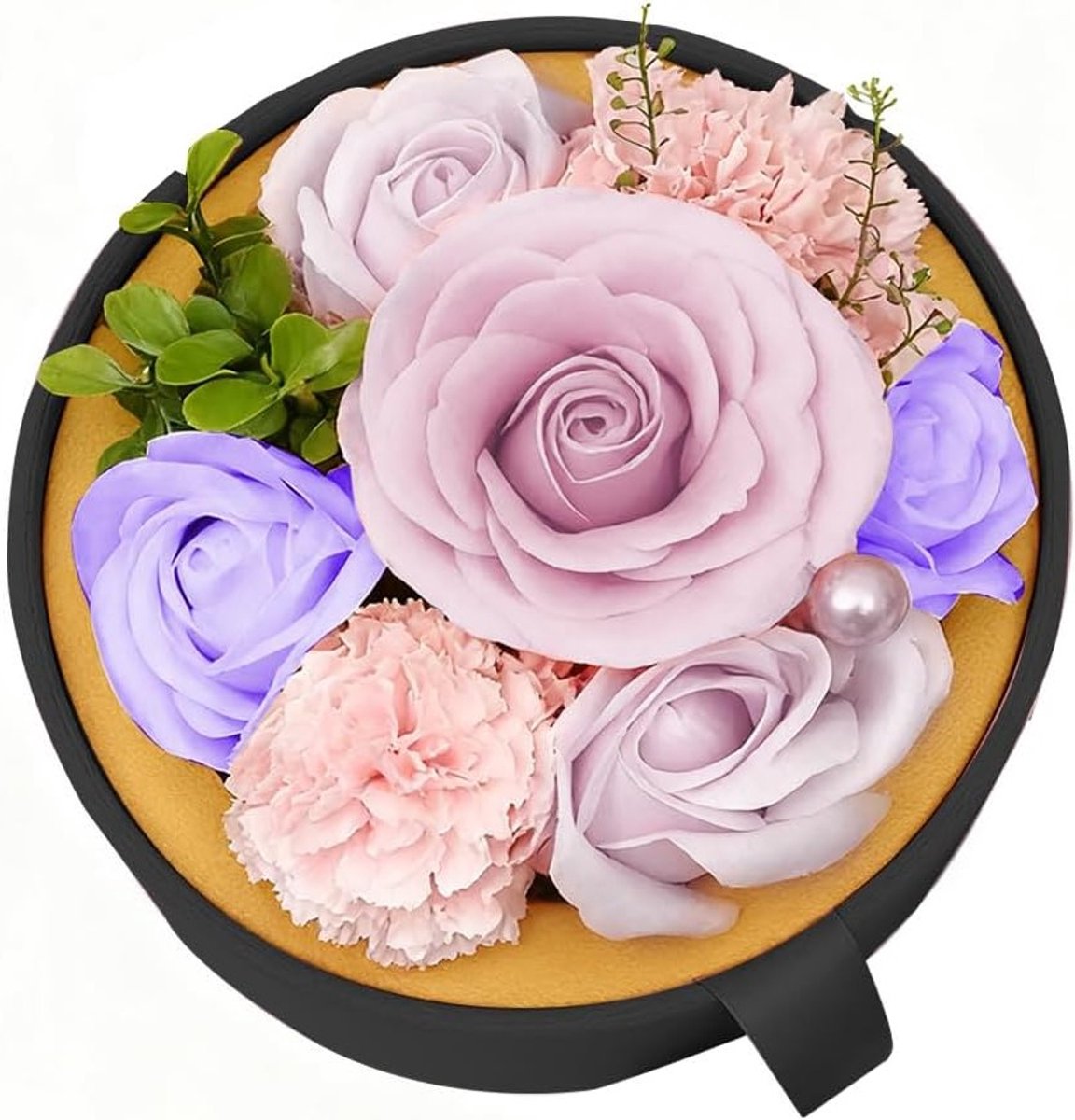 Handgemaakte Rozenbox met Geitenmelkzeep, Luxe Wellness Cadeau voor Vrouwen, Perfect voor Moederdag en Speciale Gelegenheden, Lavendel Paars