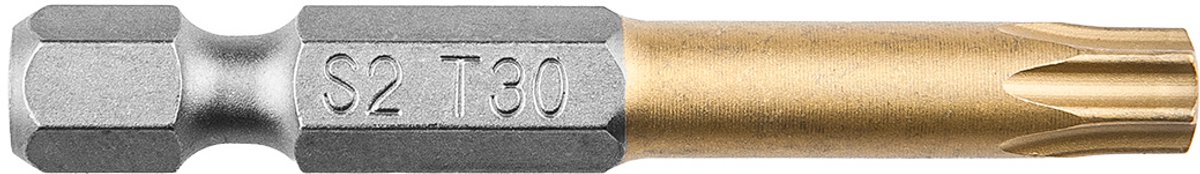 Bit Torx T30, 50mm S2 TIN, 1 op een blister