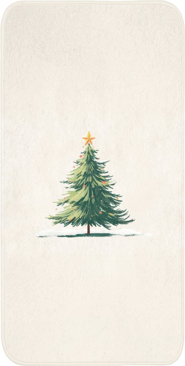 Badmat 60x120 cm - Antislip - Kerstboom - Illustratie - Ster - Sneeuw - Badmatten voor badkamer - Badkamermat - Douchemat - Badkamer mat