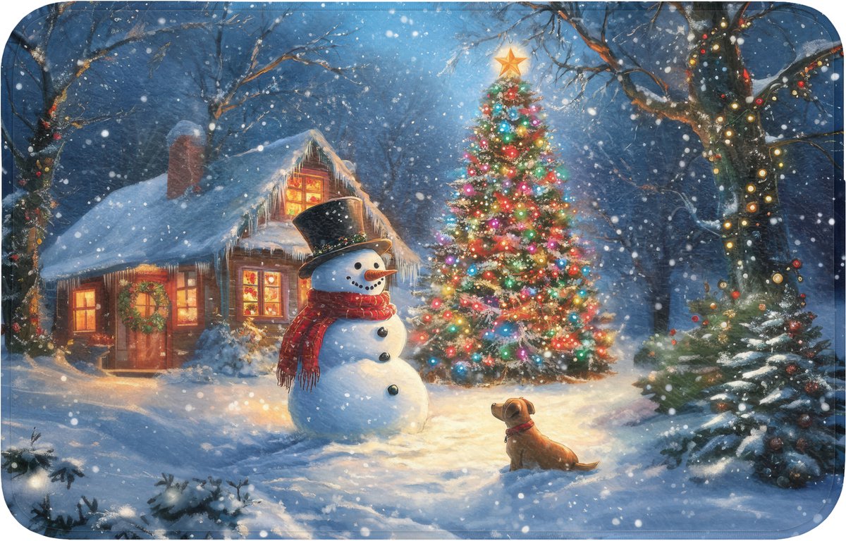 WC mat 80x50 cm - Antislip - Kerstwonder - Winteravond - Kleurrijk - Toiletmat - Vloermat