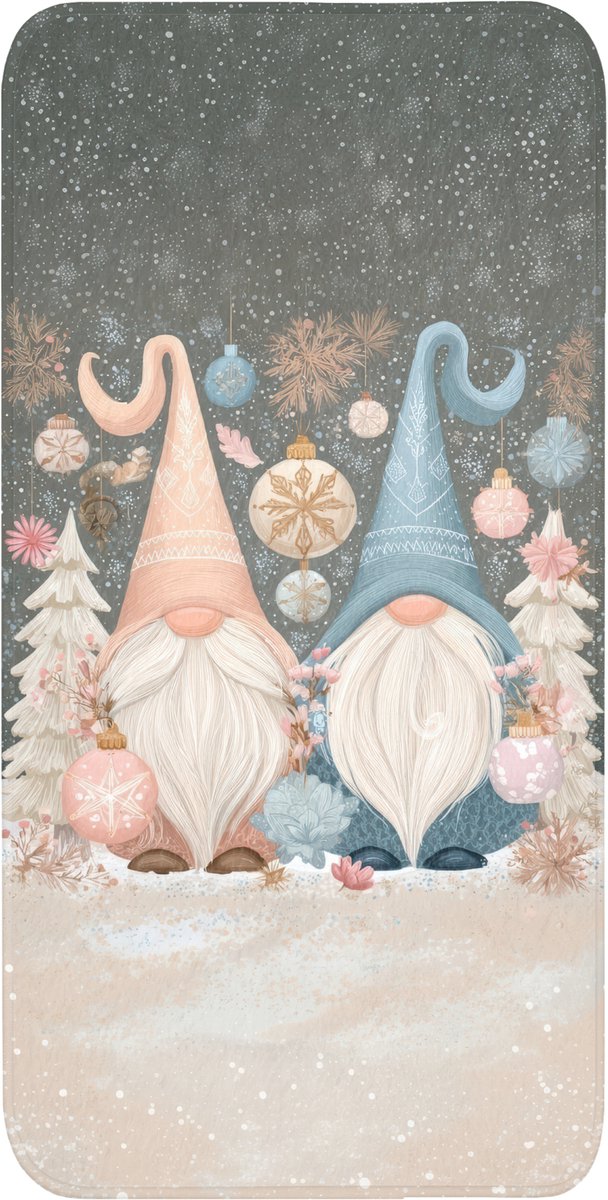 Badmat 60x120 cm - Antislip - Kerst - Gnomen - Pastel - Badmatten voor badkamer - Badkamermat - Douchemat - Badkamer mat