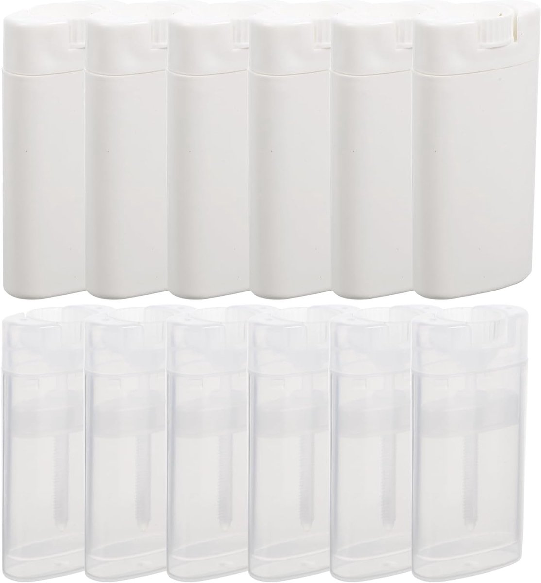 12 Stuks Lege Deodorant Flessen - Navulbare Cosmetische Containers voor DIY Deodorant, Lippenbalsem en Zeep, Reiskoffers, Assorted Kleuren, 6x4x2cm, Handig en Duurzaam
