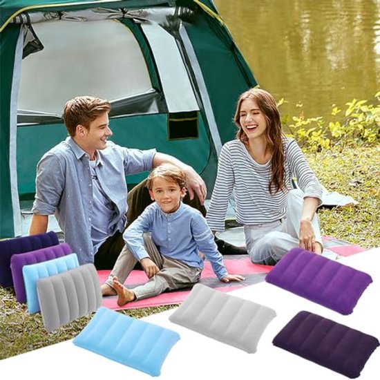 Opblaasbaar kussen, 4 stuks, campingreiskussen, luchtkussen, hoofdkussen, velours, comfortabel reiskussen voor in de auto, voor camping en reizen, van zacht materiaal van Merkloos — afbeelding 4