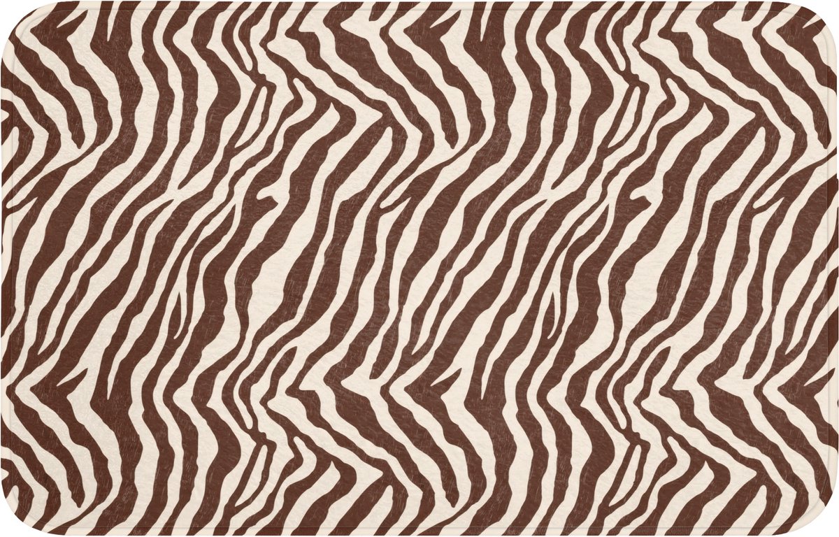 WC mat 80x50 cm - Antislip - Zebra - Patroon - Zwart - Wit - Toiletmat - Vloermat - Douche