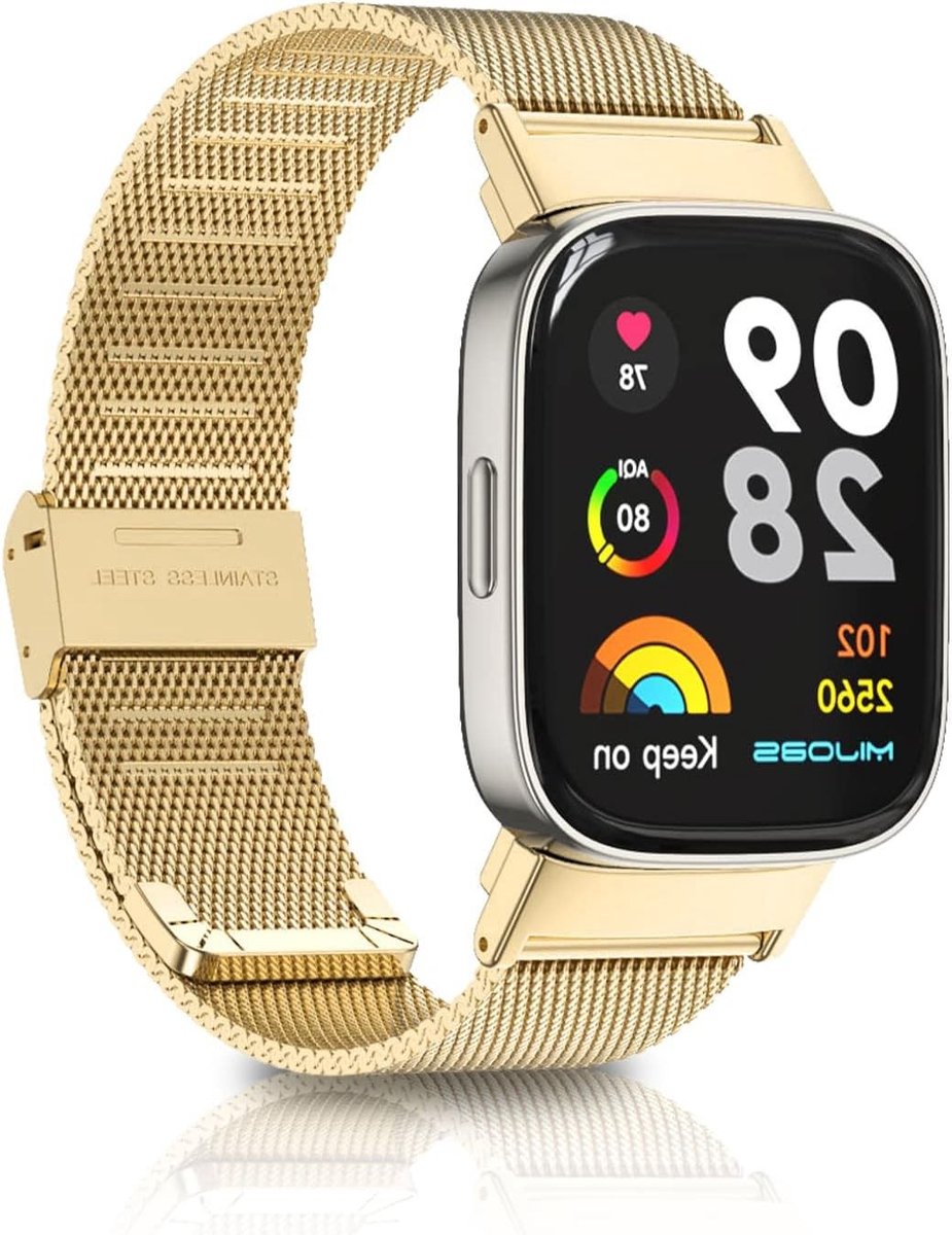 Ademende Vervangband voor Xiaomi Redmi Watch 3 - Woven Rvs Mesh Armband voor Mannen en Vrouwen, Stijlvolle Horlogeband in Goud