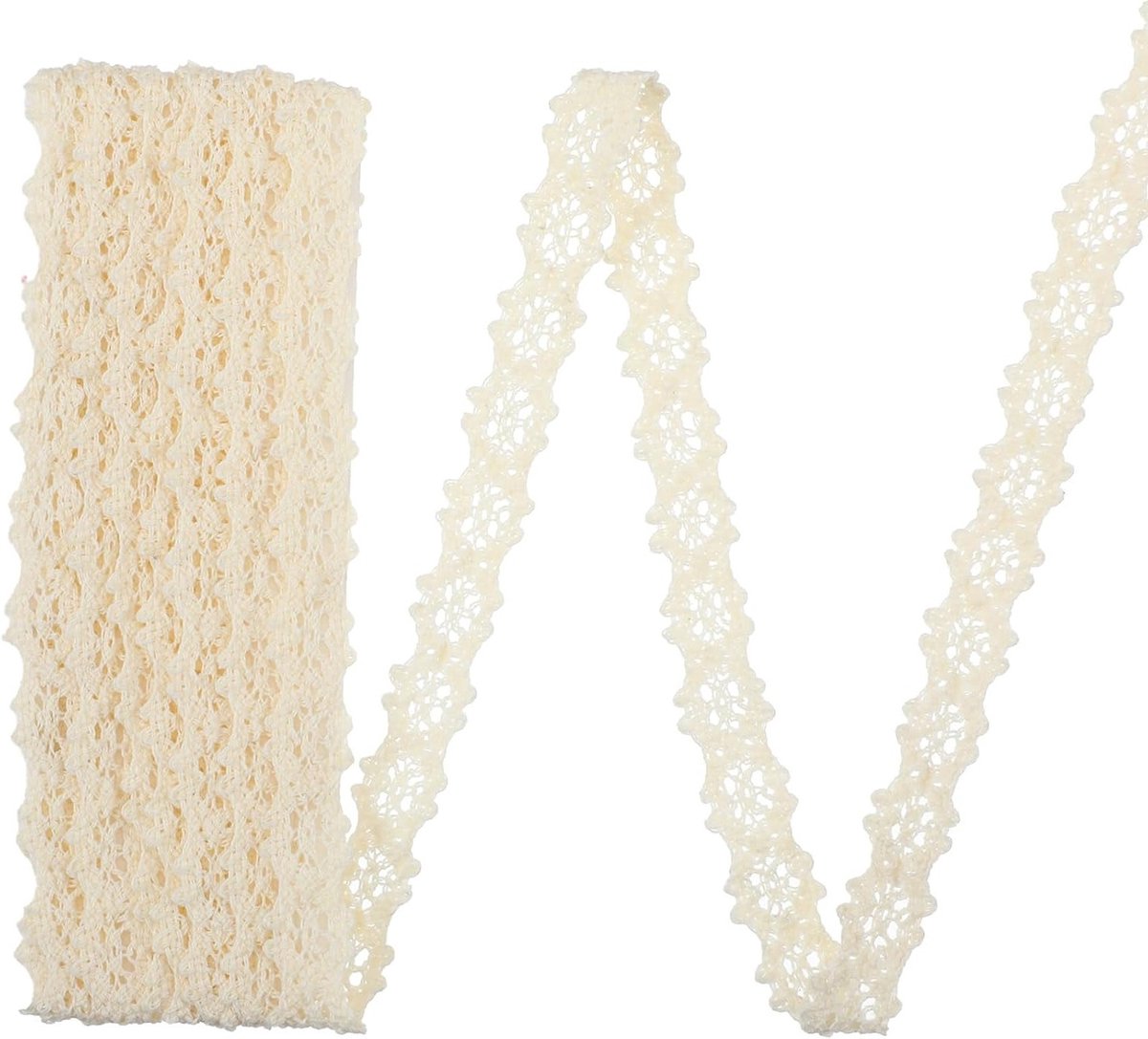 Vintage Kantlint 1cm Breed - Beige Decoratief Lint voor Cadeaus, Bruiloften en DIY Knutselprojecten
