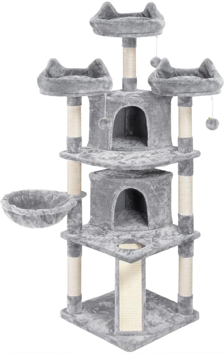 RUX® Krabpaal Voor Zware Katten – Grote & Stevige Krabpaal - Krabpaal Voor Grote Katten - Kat Toren – Krabton – Hoge Krabpaal 174 cm - XXL - Katten Verblijf – Krabtoren - Lichtgrijs- 55cm x 55cm x 174cm