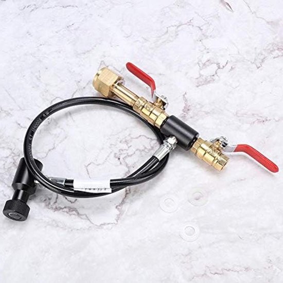 Carbon dioxide fles navuladapter en slang voor het vullen van Soda-Stream tank (61cm) - Ideaal voor bruiswater, koolzuur en huishoudelijk gebruik