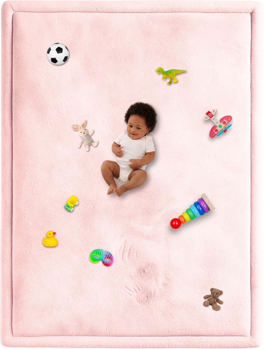 Speelmat Baby XXL - Speelkleed met Traagschuim - Fluweelzacht Speeltapijt - 200x150x3 cm - Roze