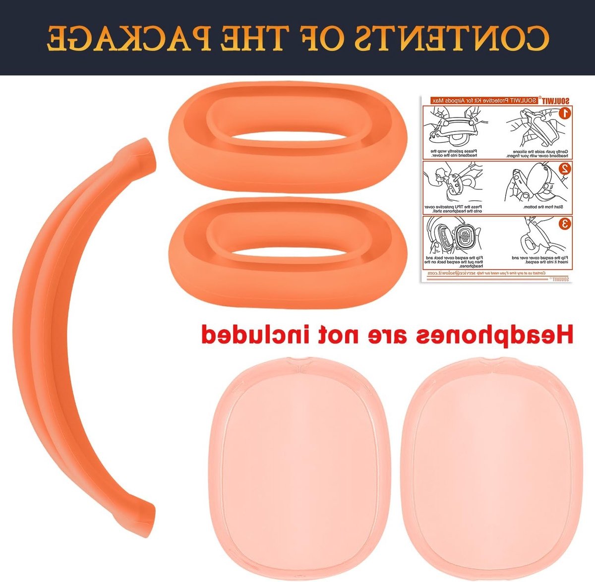Beschermset voor AirPods Max 2/1 - Hoofdbandhoes, TPU Beschermcase en Silicone Oorkussens, Zweetbestendig en Wasbaar