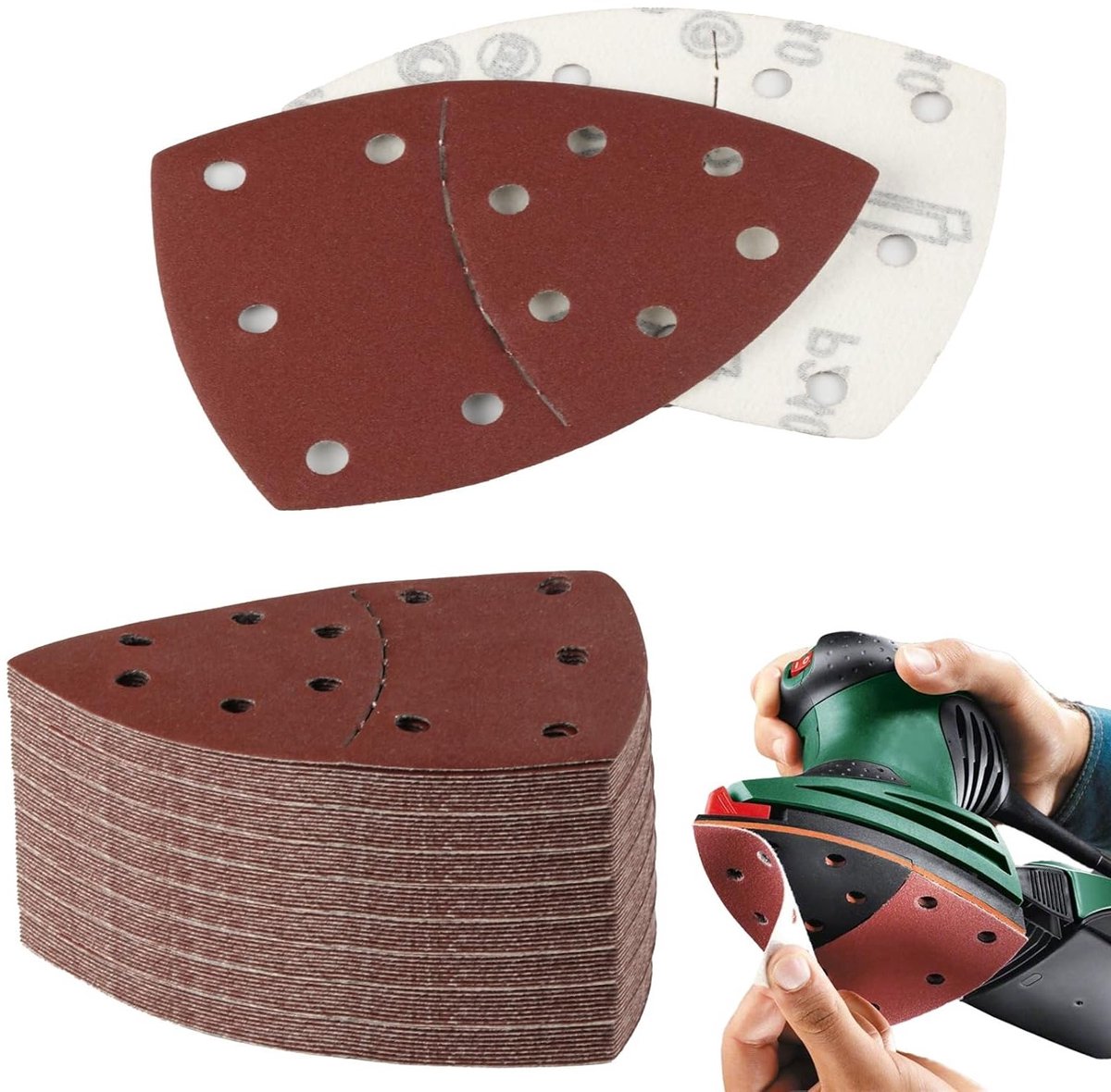 Dailygoods - 65 Stuks Driehoek Schuurpapier voor Bosch - Diverse Korrelgroottes