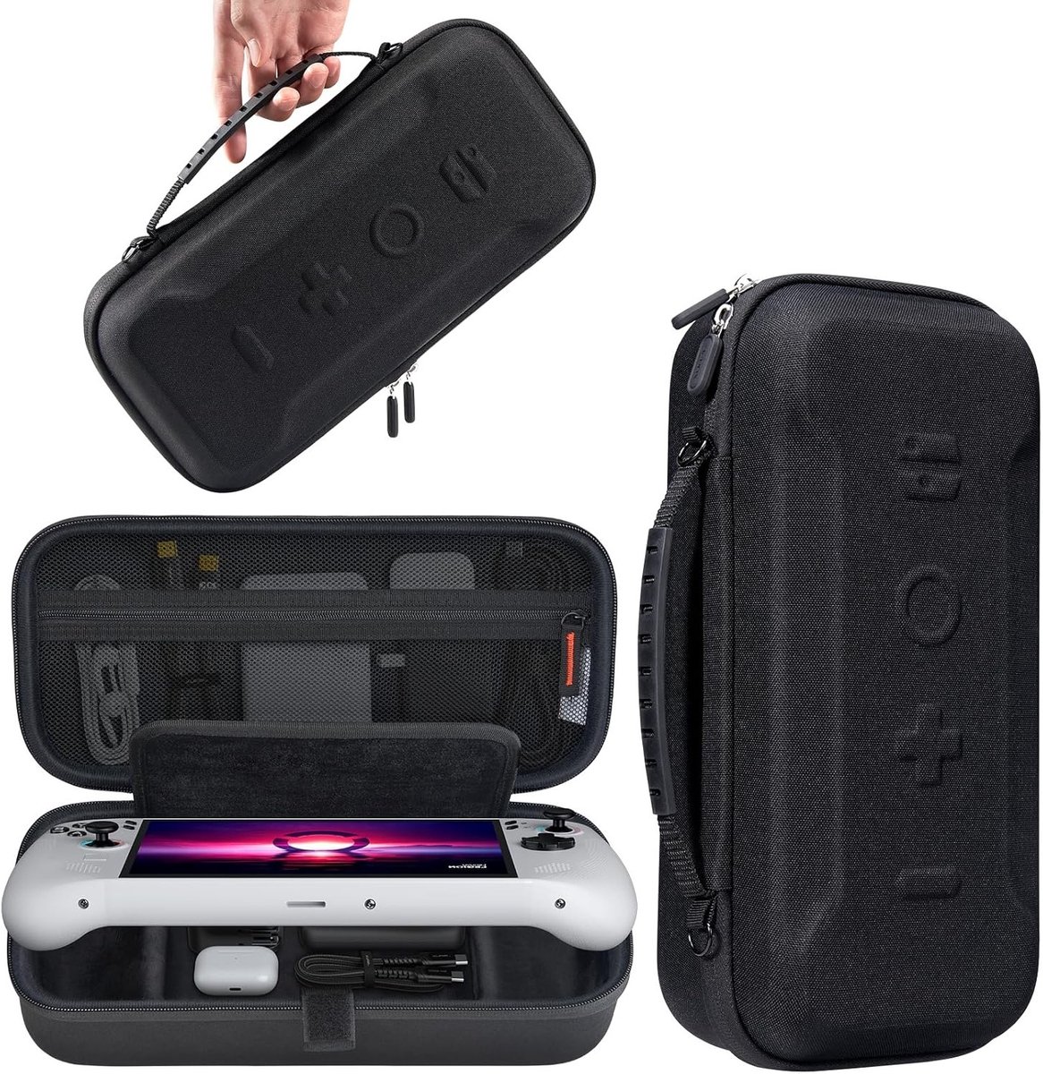 Grote harde reistas voor Lenovo Legion Go, Go S en Go 2 met beschermhoes, handvat en opbergruimte voor console, controller en dock, zwart