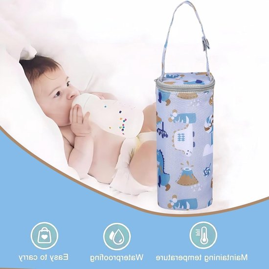2 Stuks Isolerende Tas voor Babyflessen, Ideaal voor Kinderwagens, Lange Isolatie Tijd, Geschikt voor Diverse Flessen, Grijs en Donkere Kleur — afbeelding 2