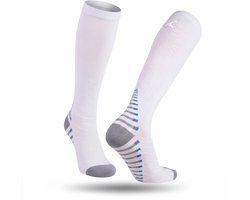ATHLETIC ASSIST® Compressiekousen 20-30 mmHg WIT - Maat L/XL - Compressie Sokken voor Sport Hardlopen Reizen Vliegtuig - Steunkousen - 1 Paar