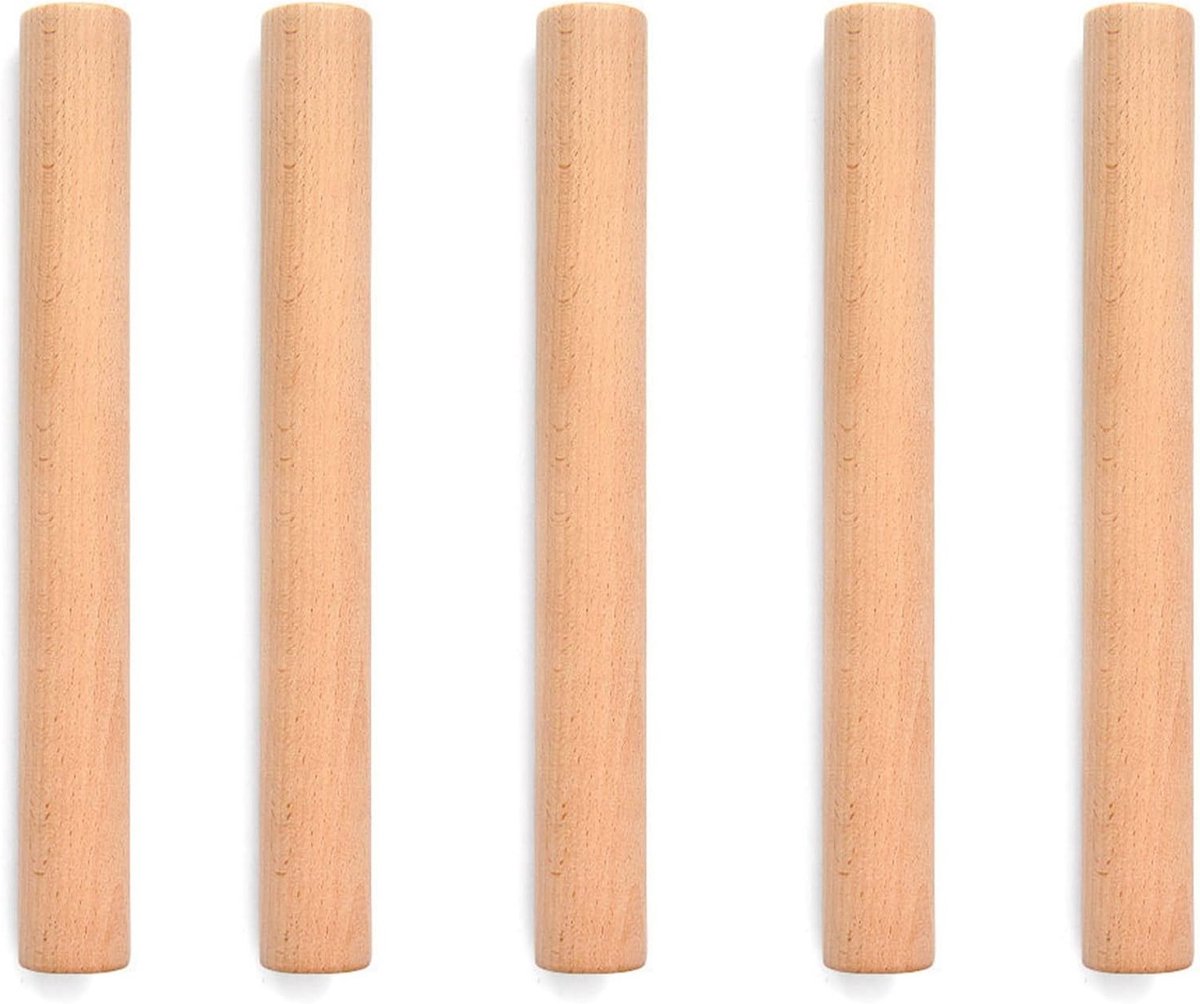 Set van 5 Houten Deegrollers van Beukenhout voor Pizza, Pasta en Brood Bakken (Bruin)