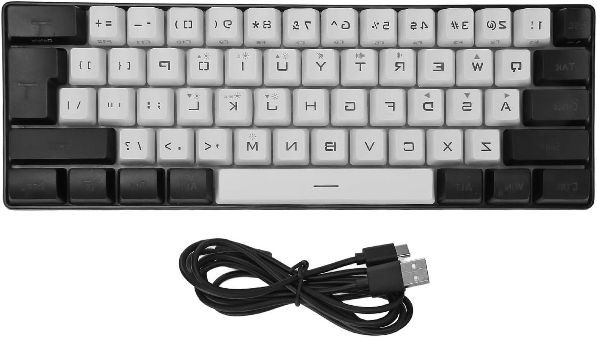 Compact mechanisch gamingtoetsenbord met 61 toetsen en RGB-verlichting voor Windows en OS X