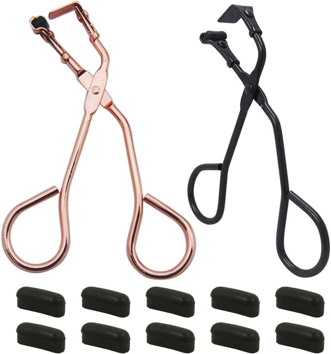 Professionele Wimperkruller voor Vrouwen, Geen Knijpen of Trekken, Duurzaam Make-up Hulpmiddel met 10 Vervangpads en Borstel voor Perfecte Wimpers