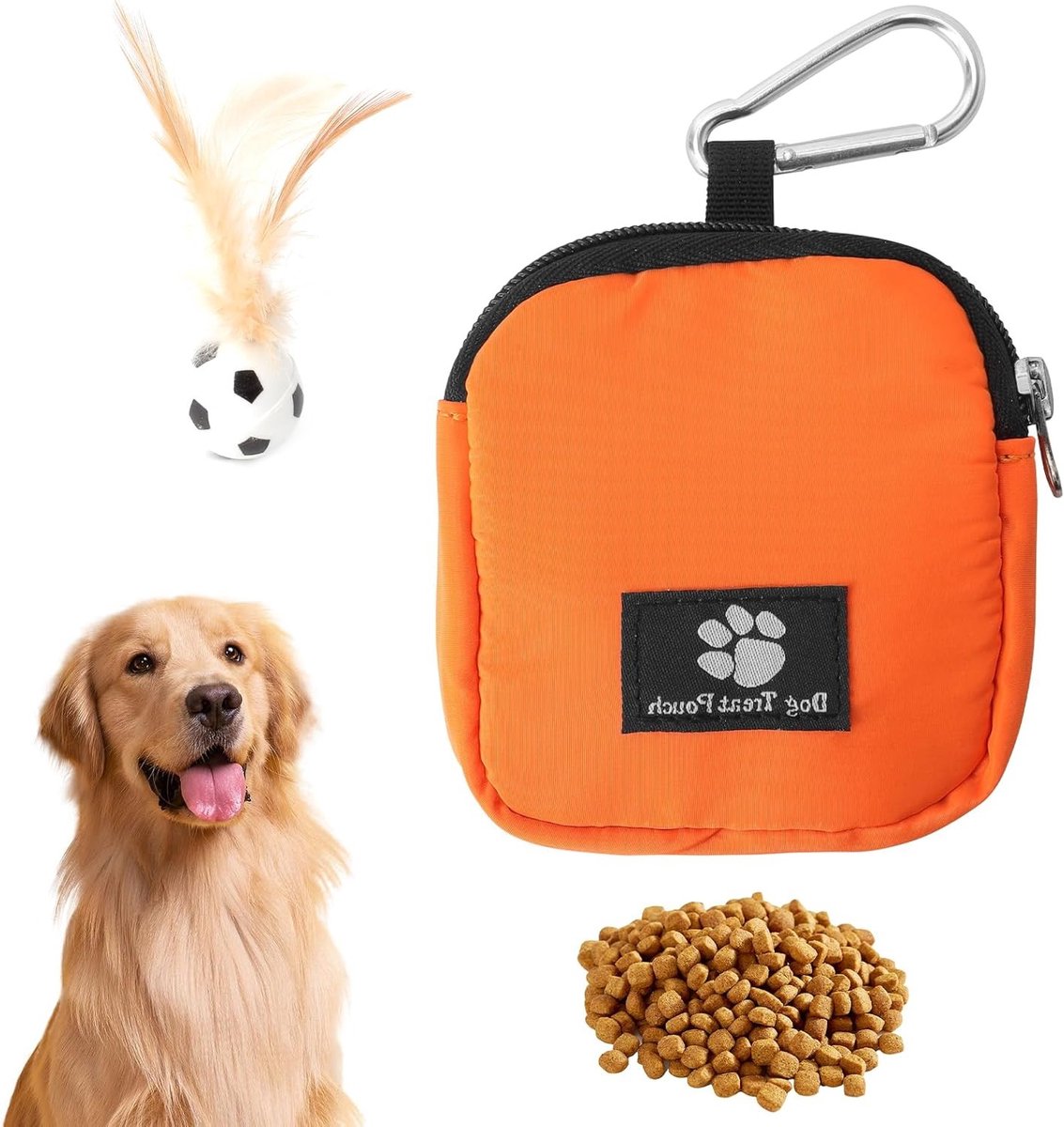 Snacktas Hond - Trainertas Hondenvoer - Honden Training - Waterdicht met Ritssluiting - 10 x 10 x 2 cm - Oranje