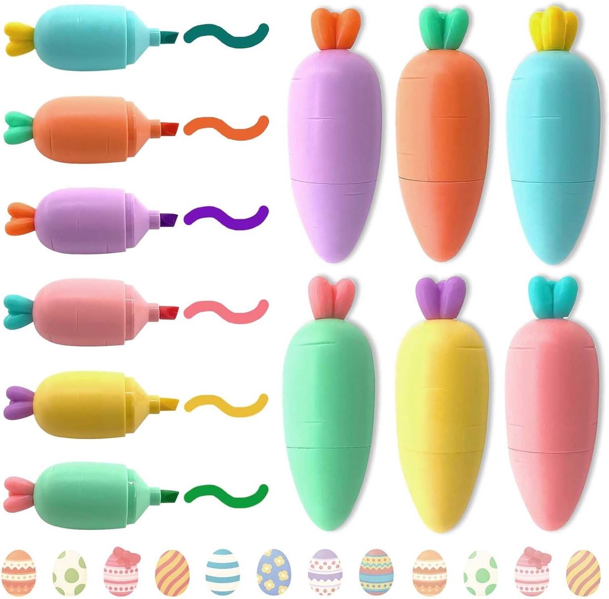 Mini Markers in Wortelvorm - Schattige Hooglighters voor Kinderen, Perfect voor Pasen, Schoolbenodigdheden en Cadeaus