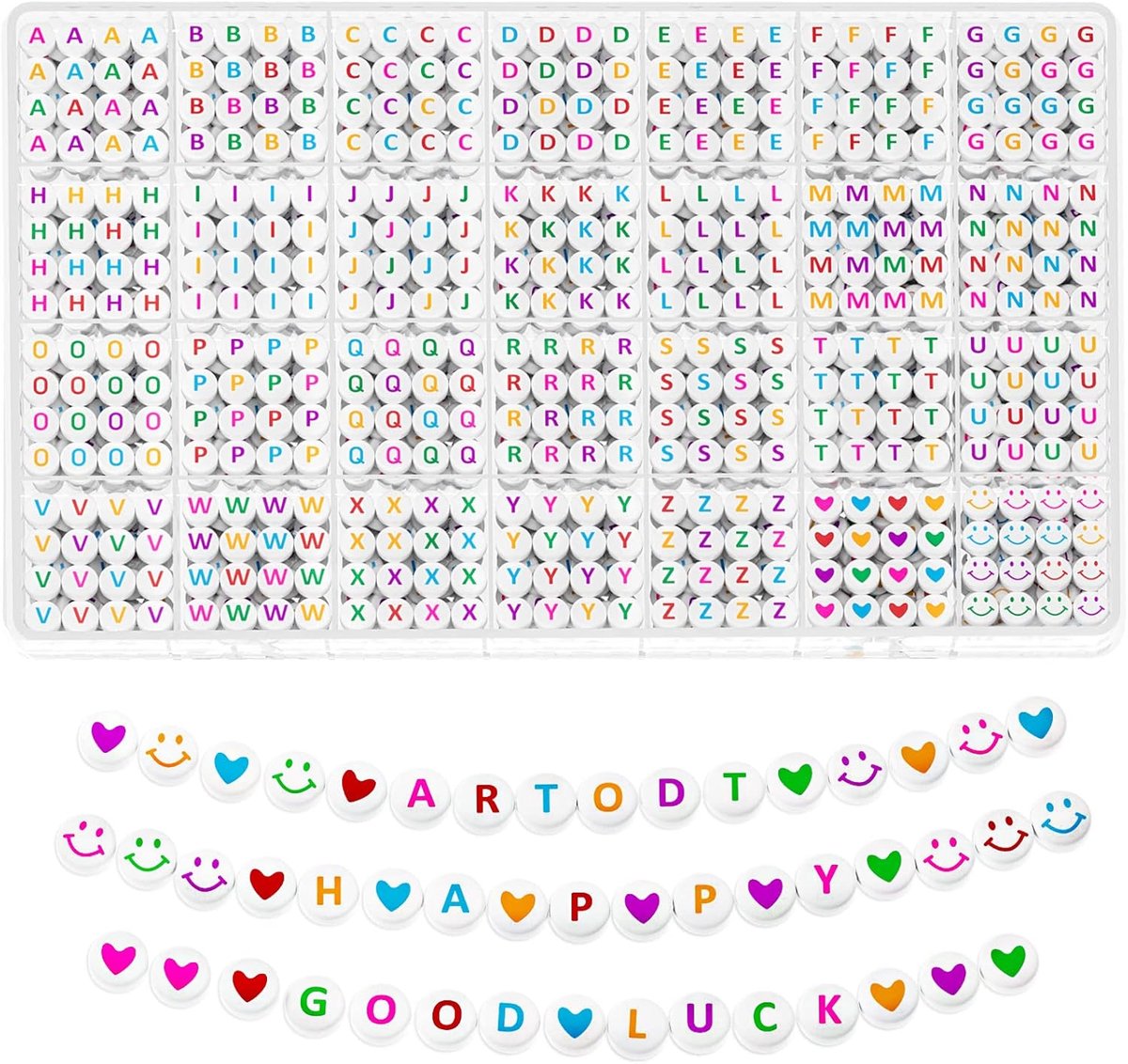 OLOEY Set van 1400 letterkralen voor het maken van vriendschapsarmbandjes-assortiment van 28 verschillende stijlen-benodigdheden voor het maken van sieraden-alfabetkralenset met doosjes-preppy knutselspullen